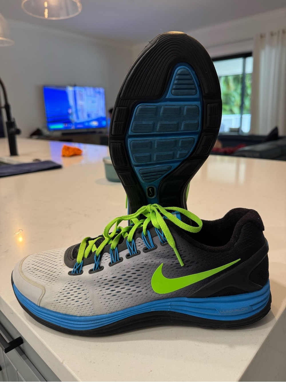 Nike Men's Running Shoe - Gray with Green Accent - 551861-991